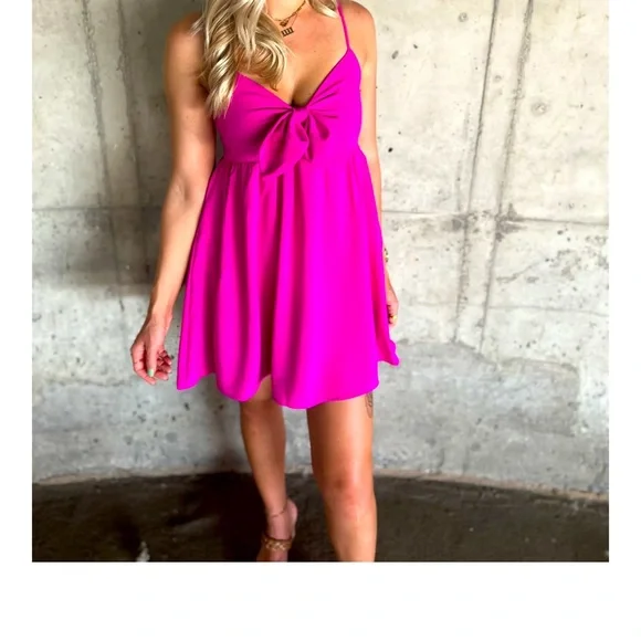 tcec dress pink NWT TCEC Women Dress Hot Pink Ruffles Silver Studs Size Large
